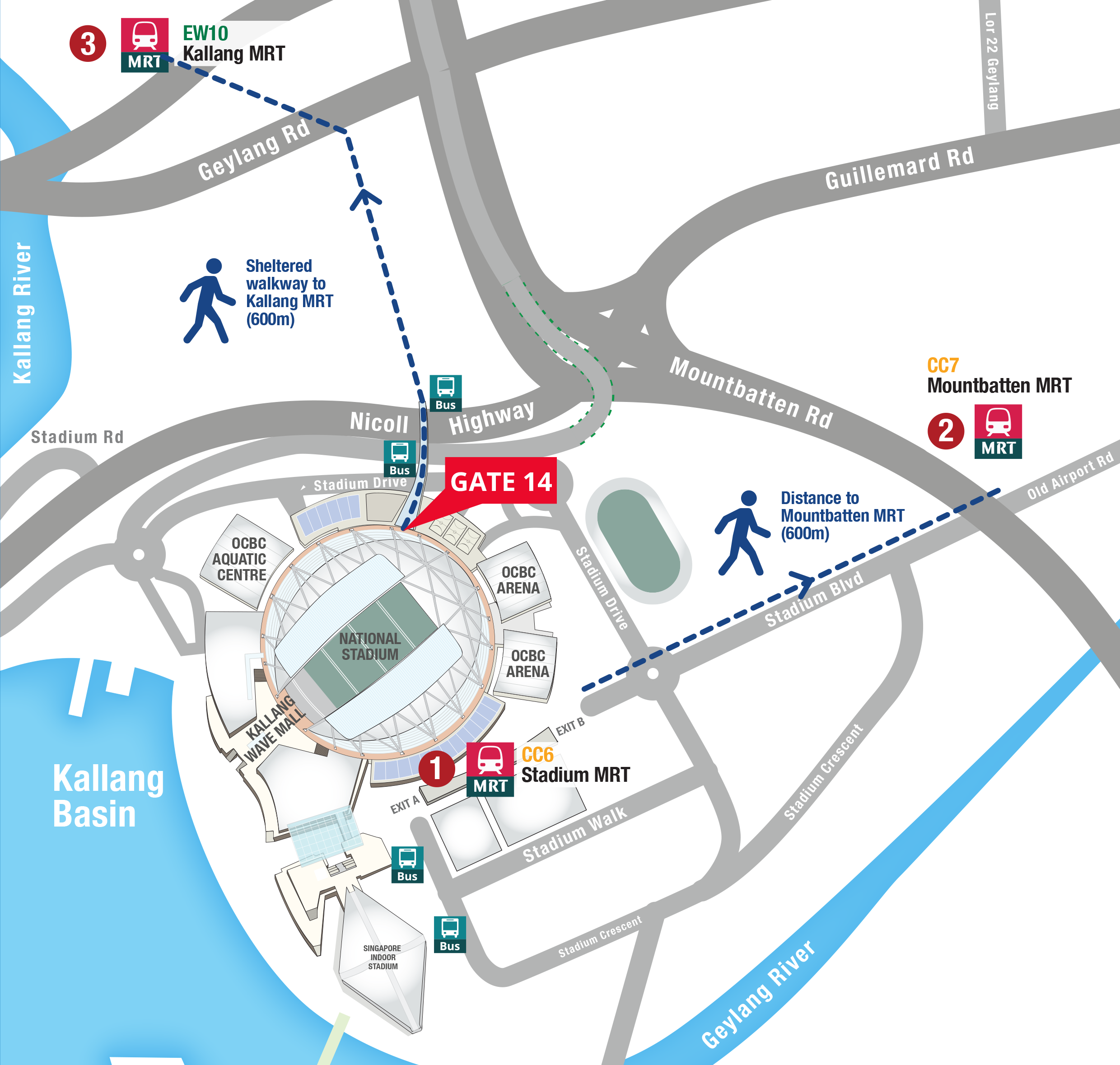 Sports Hub Directions Map Singapore Sports Hub Sports   By MRT Image 